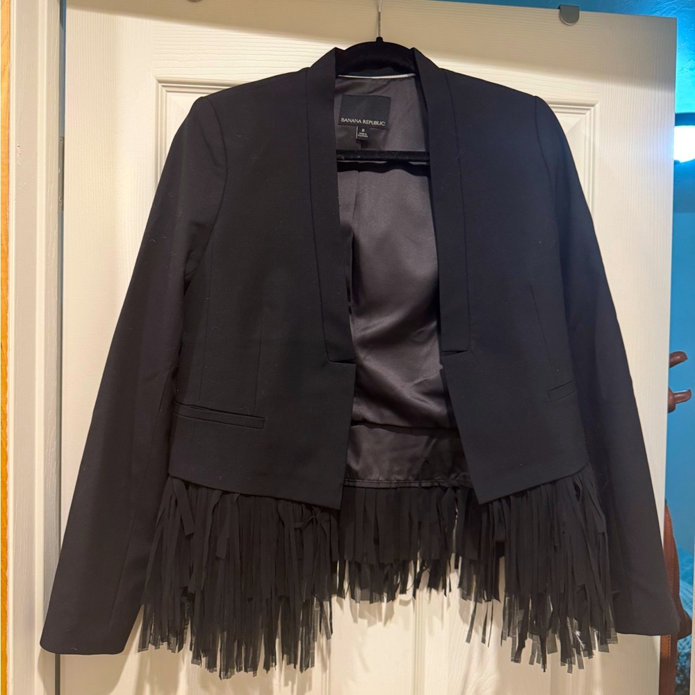 Banana Republic Black Fringe Blazer Size 8